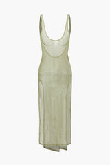 Sheer Mesh Slit Cover-up Dress