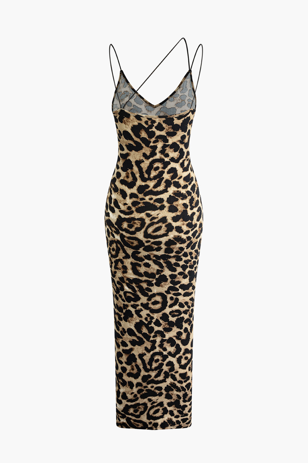 Leopard Print V-neck Slip Midi Dress