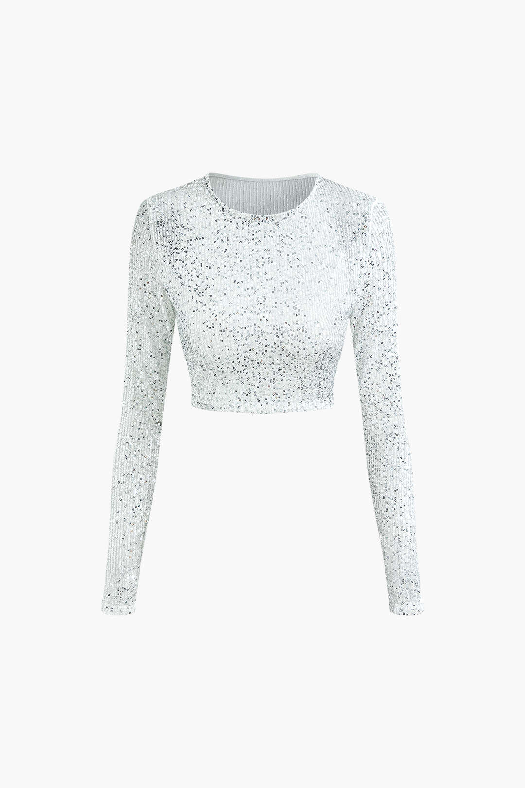 Sequin Round Neck Long Sleeve Top