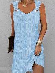 Hollow Split-Joint Sleeveless U-Neck Mini Dresses