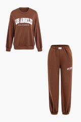 Set aus Sweatshirt mit Rundhalsausschnitt und Hose mit hoher Taille und Buchstabendruck 