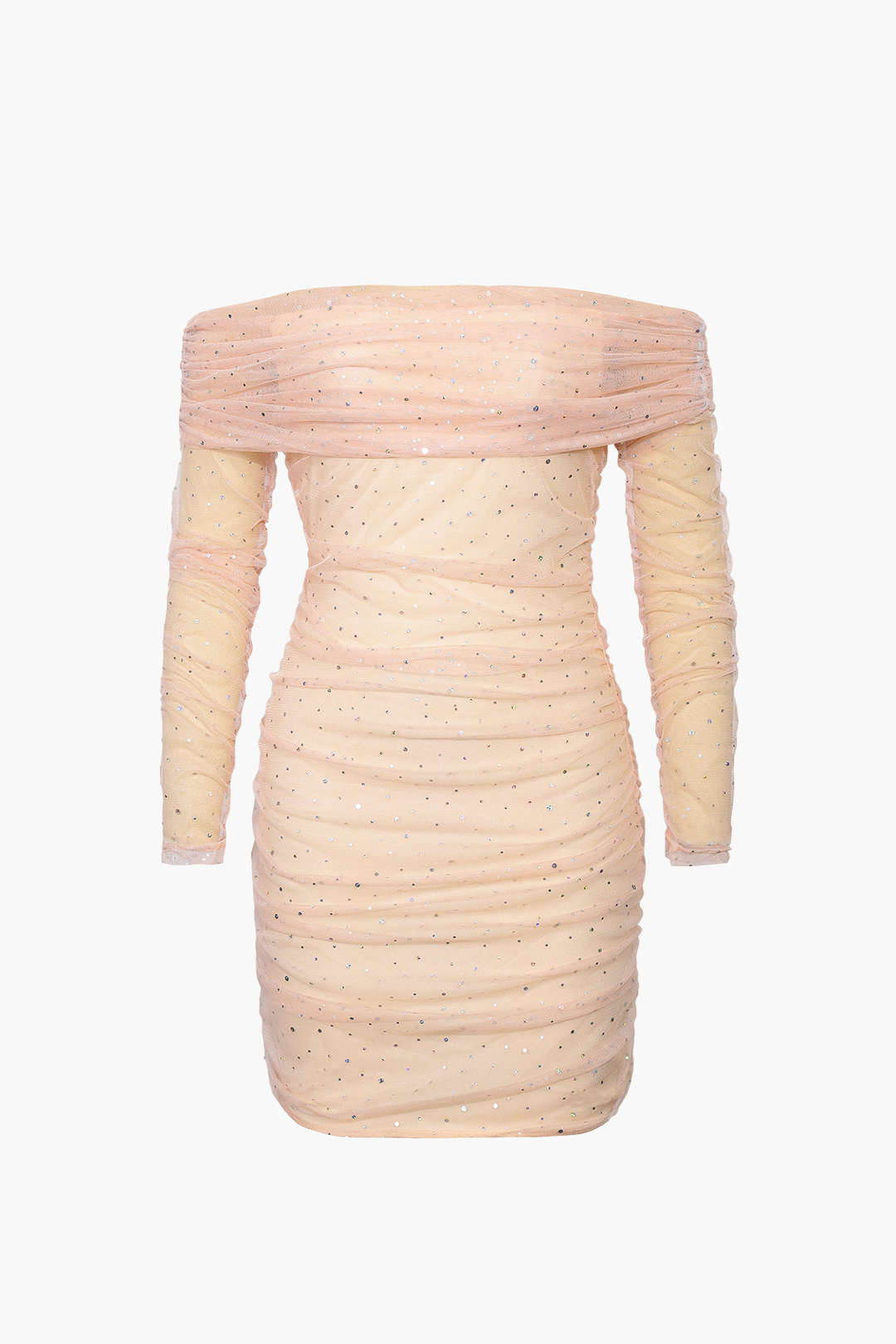 Minikleid aus Netzstoff mit Pailletten und Rüschen 