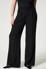 Solid Ruched Straight Leg Pants