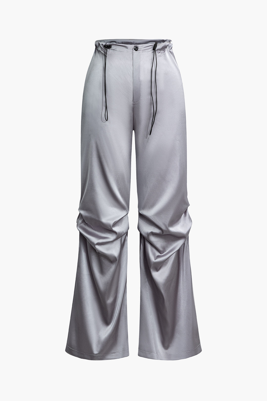 Satinhose mit Kordelzug und hoher Taille und weitem Bein 