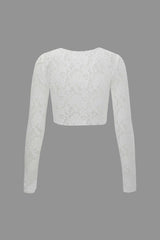 Floral Lace Sheer Long Sleeve Top