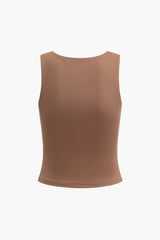 Solid Crew Neck Crop Tank Top