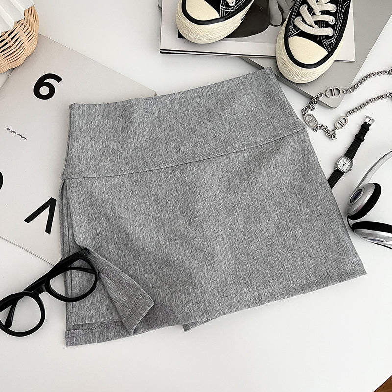 Damen Minirock Sexy Low Waist Casual Side Split Sports Solid Color Fashion Slim Bodycon Kurze Röcke Jogger 