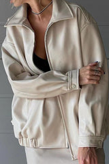 Faux Leather Zip Up Jacket