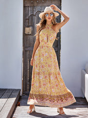 Bohemia Sleeveless A-Line Floral Printed Maxi Dress