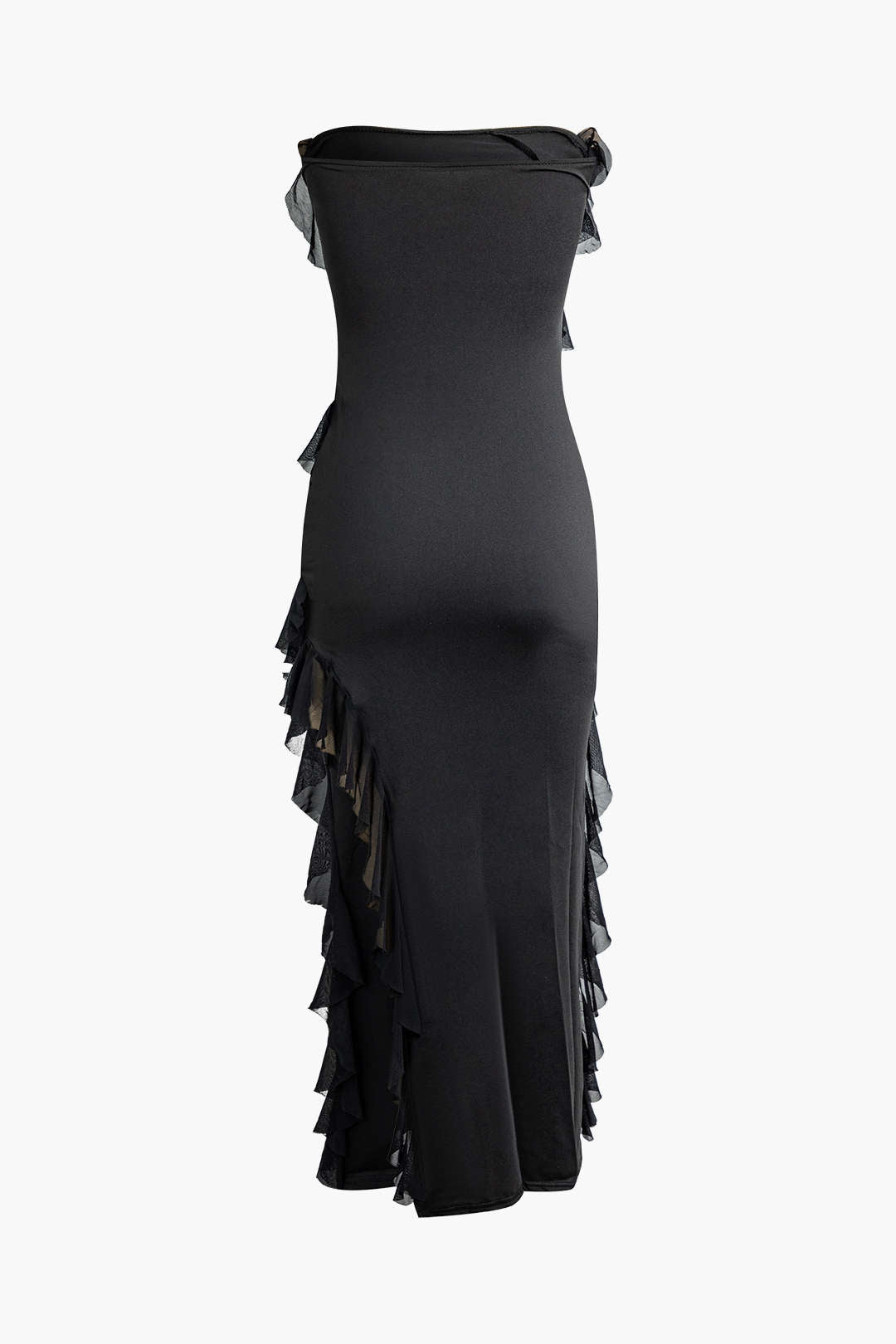 Trägerloses Maxikleid mit Rüschen 