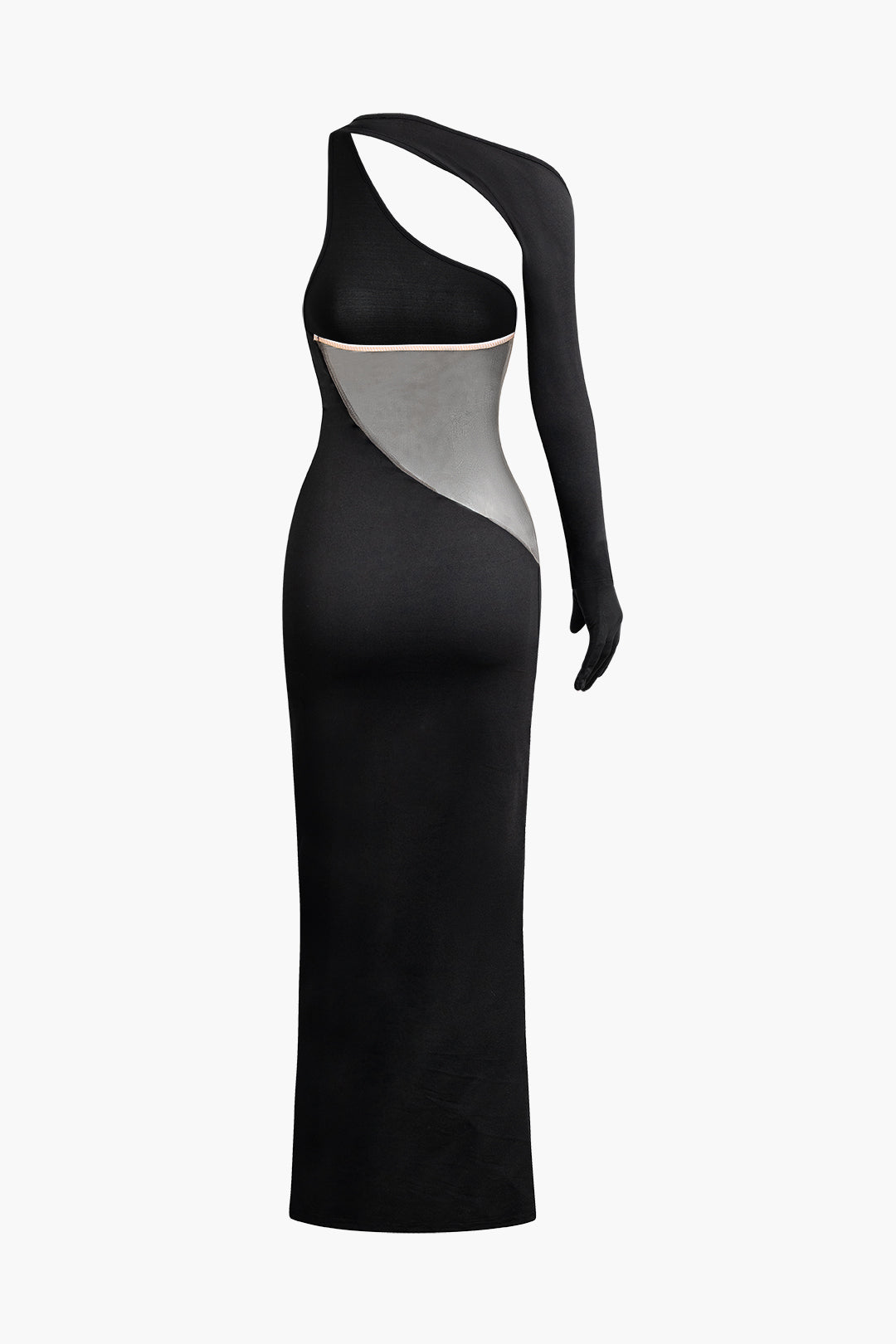 Maxikleid mit transparenter Taille und One-Shoulder-Träger und Schlitz 