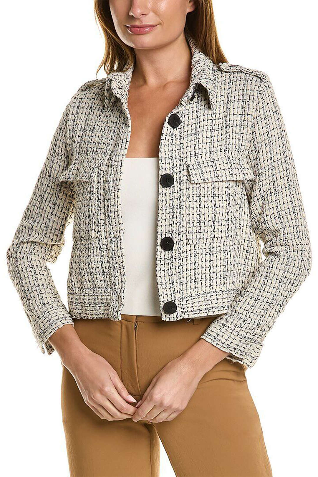 Tweed Button Up Flap Pocket Jacket