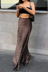 Leopard Print High Waist Maxi Skirt