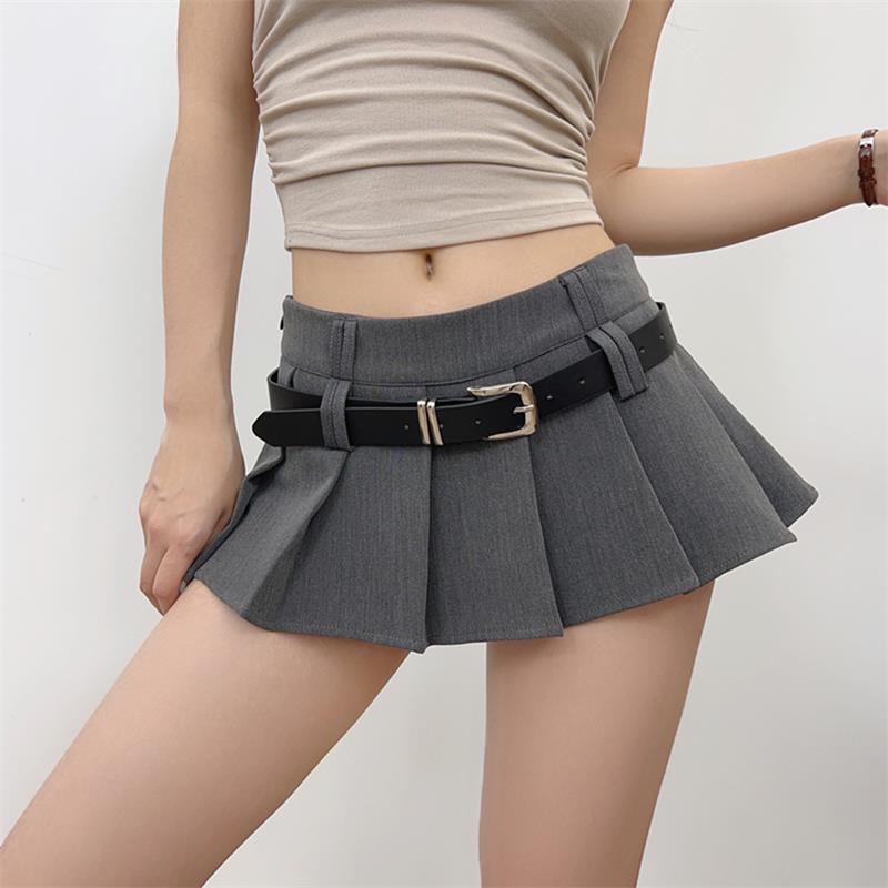 Women Fashion With Pleated Shorts Skirts Sexy Girls Mini Skirt Y2k Clothing Mid Waist Side Zipper Female Skort Mujer