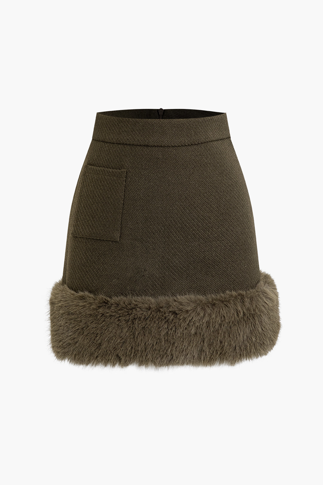 Faux Fur Hem Mini Skirt