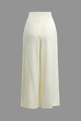 Solid High Waist Wide Leg Pants