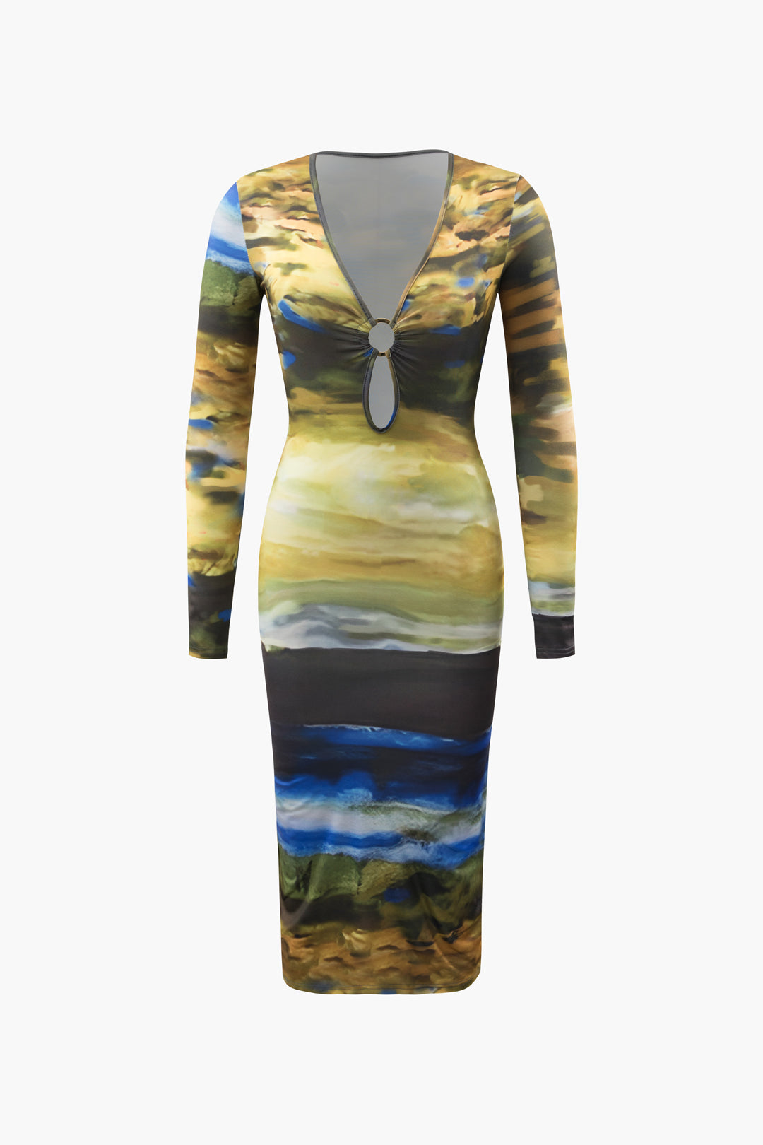 Tie Dye V-neck Midi Dress