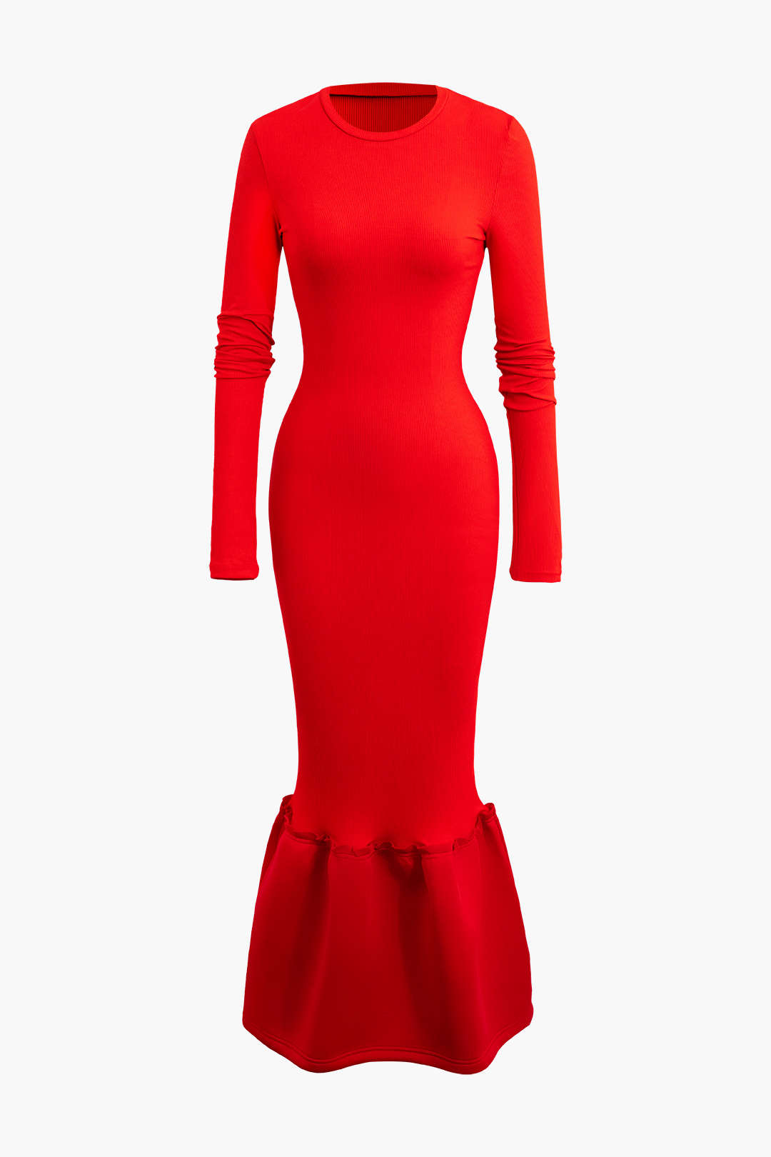 Langärmliges Maxikleid mit Meerjungfrauensaum 