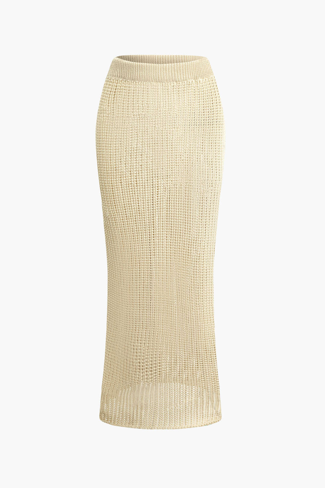 Set aus transparentem Strick-Tanktop mit V-Ausschnitt und Maxirock 