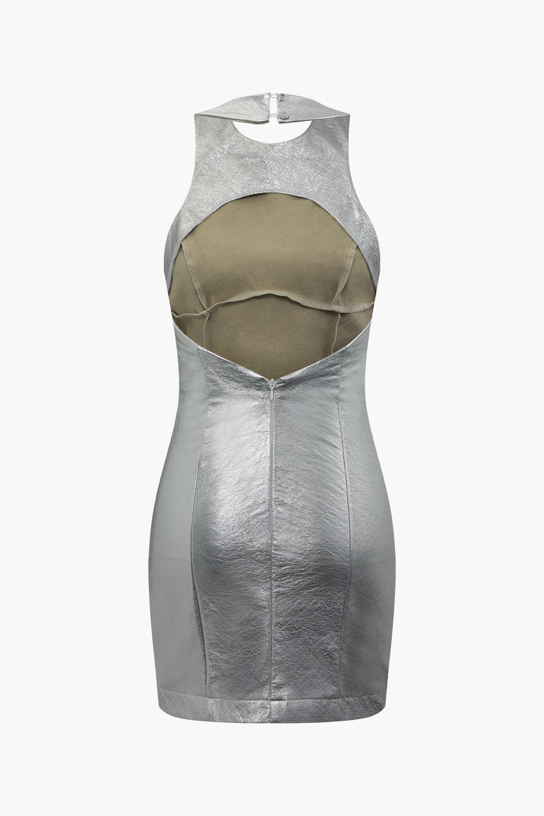 Rückenfreies Minikleid in Metallic-Optik 