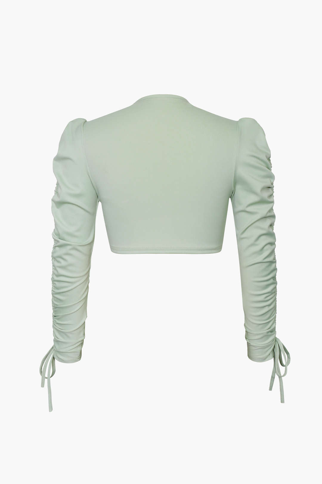 Drawstrings Sleeve Zipped Up Crop Top