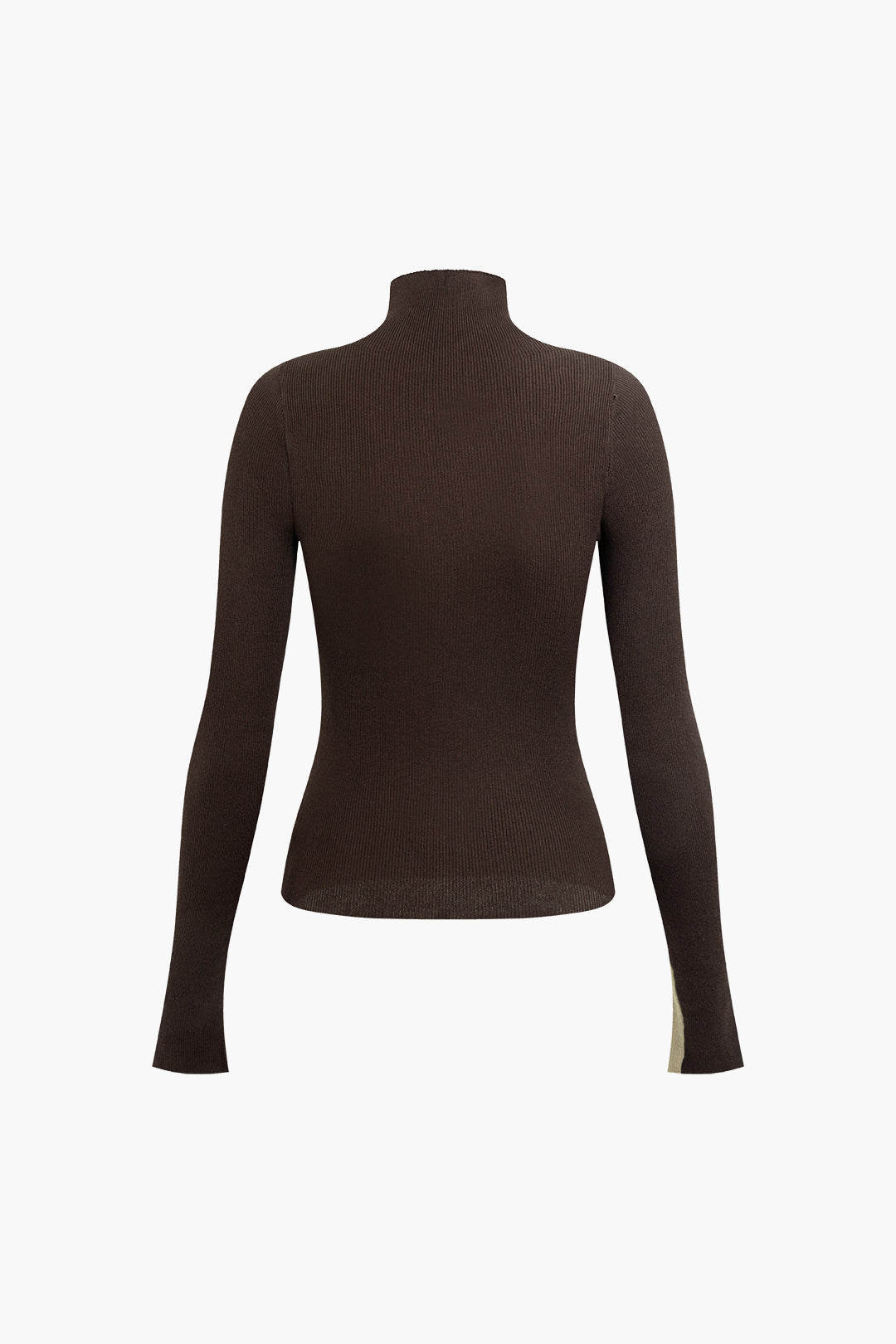 Contrast Mock Neck Long Sleeve Top