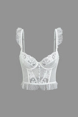Camisole-Top aus Spitze mit Rüschenbesatz 