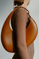 Oval PU Leather Shoulder Bag