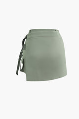 Asymmetric Flap Pocket Wrap Cargo Mini Skirt