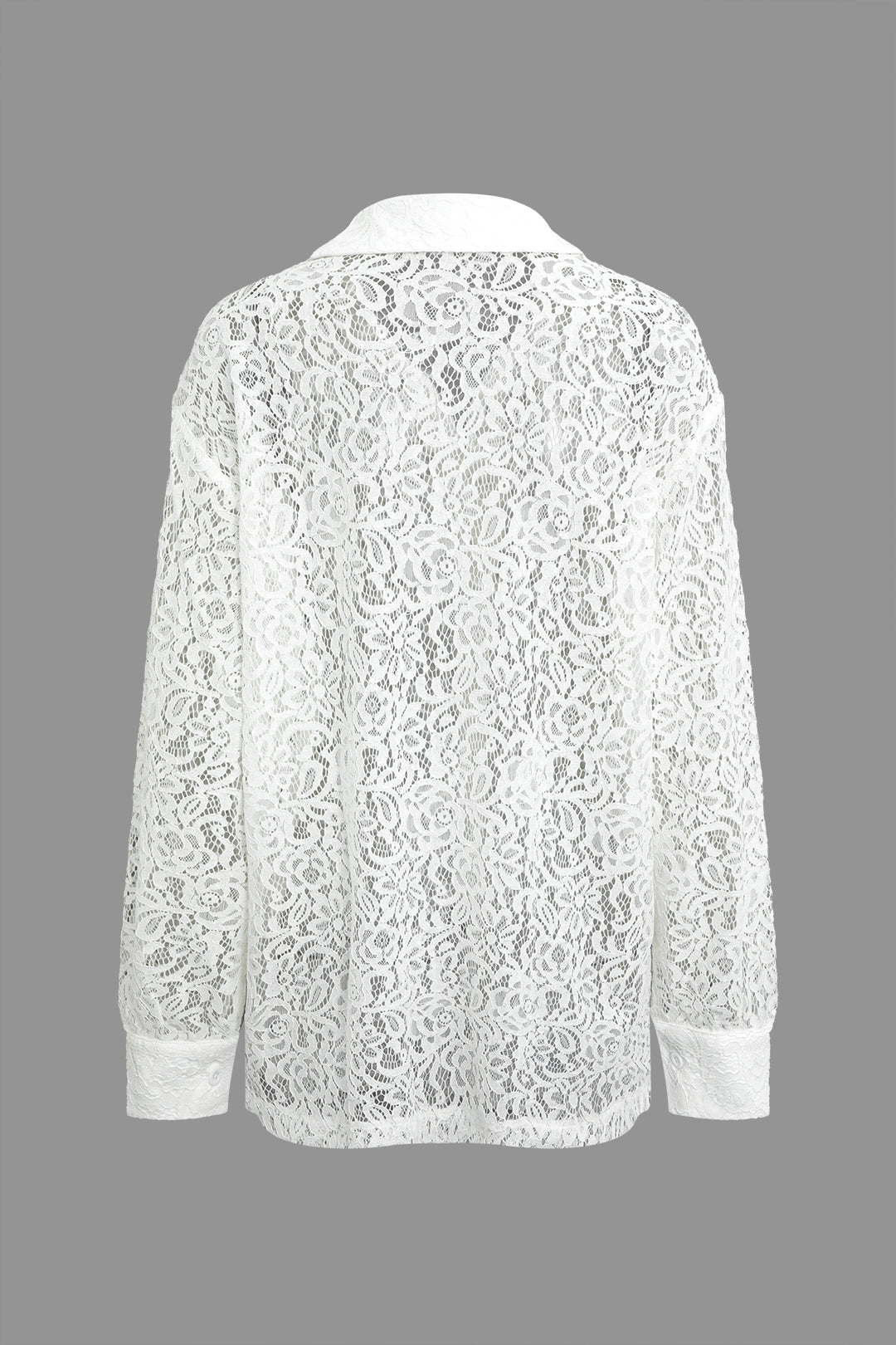 Lace Button Up Long Sleeve Shirt