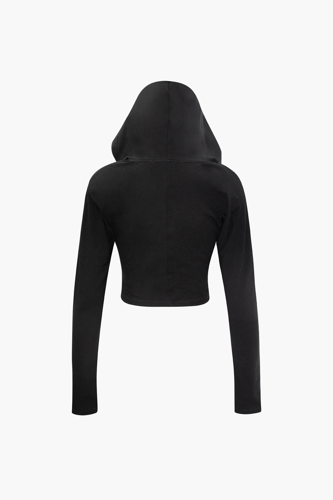 Cross Hooded Long Sleeve Crop Top