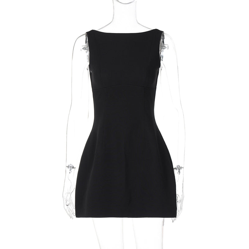 Sleeveless Sexy Strapless Mini Dress Solid Patchwork High Waist Summer Fashion Female Bodycon Plunge Vacation Dress NewChristmas Gifts