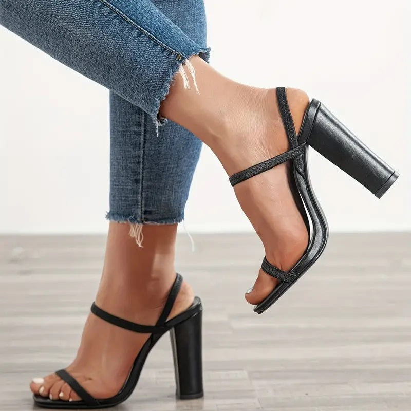 Square Open Toe High Heeled Sandals