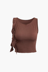 Set aus ärmellosem Crop-Top mit Rundhalsausschnitt und gerüschtem Maxirock 