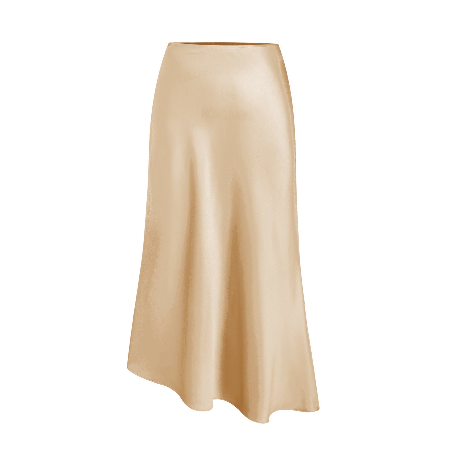 Damen Satinrock Sexy Asymmetrischer Hoher Taille Elastischer Maxirock Mode Einfarbig Elegant Party Damen Schlitzrock 