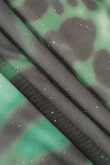 Leopard Print Mesh Ruffle Hem Maxi Dress