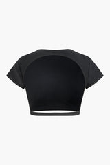 Round Neck Backless Crop T-shirt