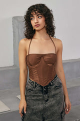 Hollow Halter Cut Out Corset Top