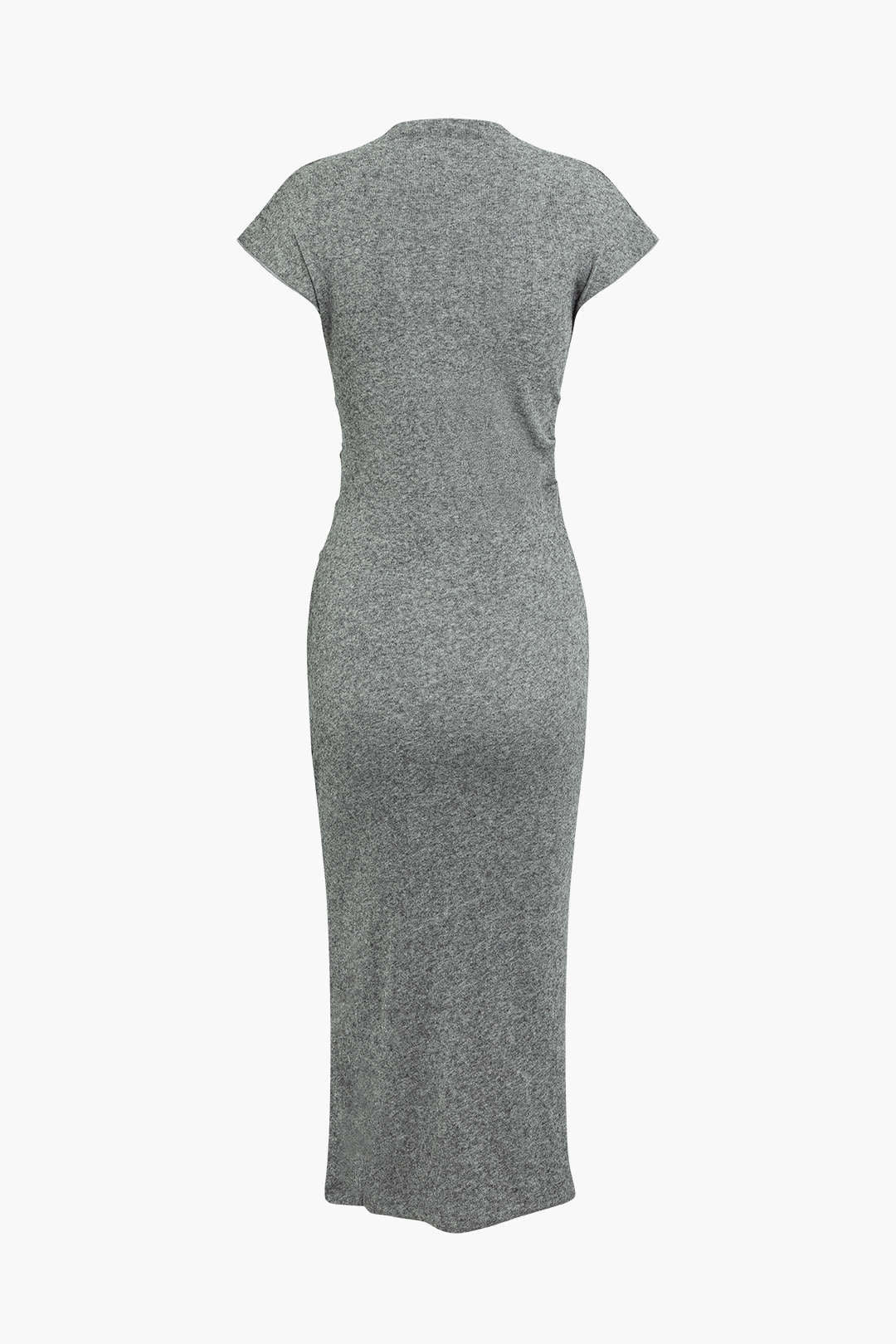 Mock Neck Ruched Knit Maxi Dress