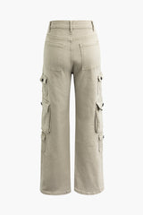 Multi Pocket Straight Leg Cargo Pants