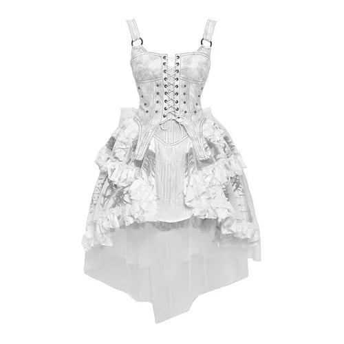 Original Madhouse Vintage Punk Niche Trailing Print Dress Gothic Light Lolita Suspender Dress