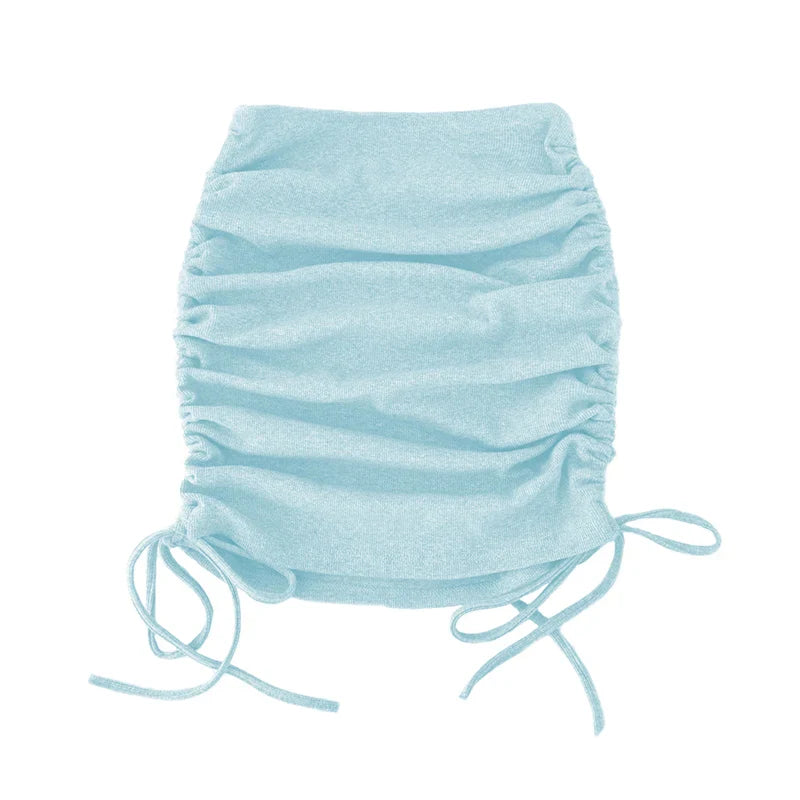 woman skirts harajuku 2024 spring autumn period ladies knitting thread side draw string elastic sexy skirts womens