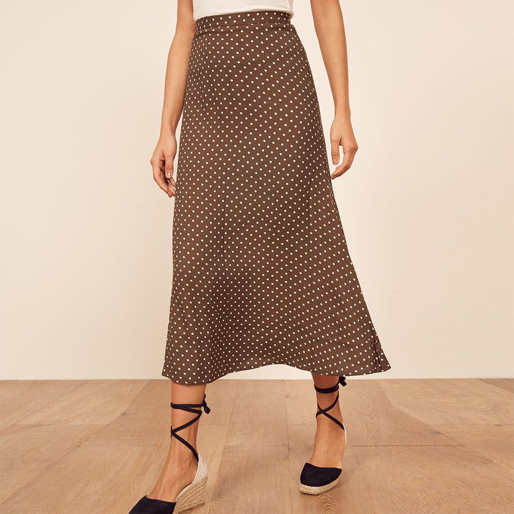 Röcke Damen Midi Eleganter Vintage Blumenrock Damen Kleidung Reißverschluss Hinten Hohe Taille A-Linie Schlank Lang Sommerrock Kleidung