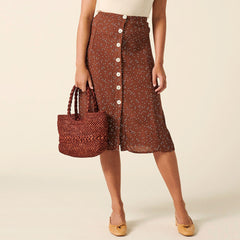 High Waist Midi Pencil Skirts Womens Vintage Dot Summer Skirt Wonen Button Chiffon Women Skirt Summer Woman Skirts