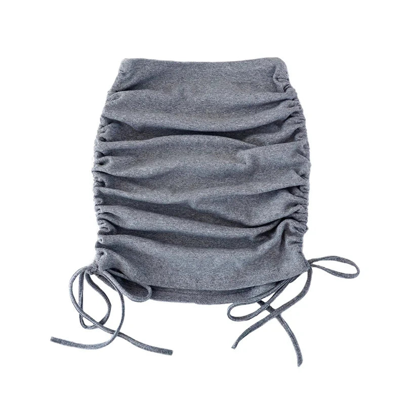 woman skirts harajuku 2024 spring autumn period ladies knitting thread side draw string elastic sexy skirts womens