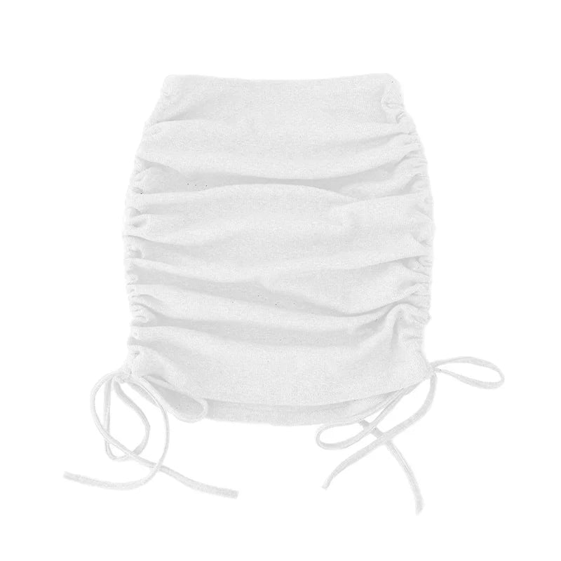 woman skirts harajuku 2024 spring autumn period ladies knitting thread side draw string elastic sexy skirts womens