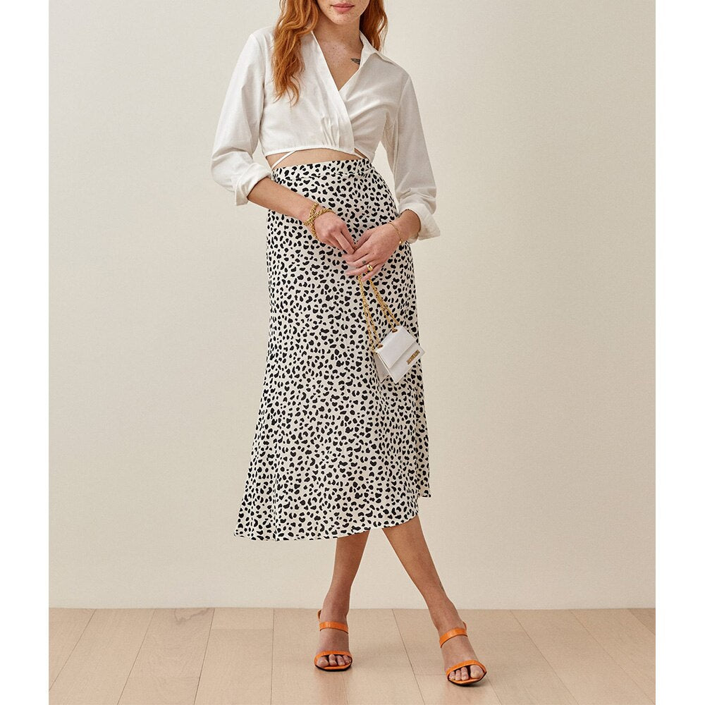 Print Vintage Rock Sommerröcke Damen Büro Dame Elegant A Linie Midirock Damen Hohe Taille Lässiger Chiffon Langer Rock