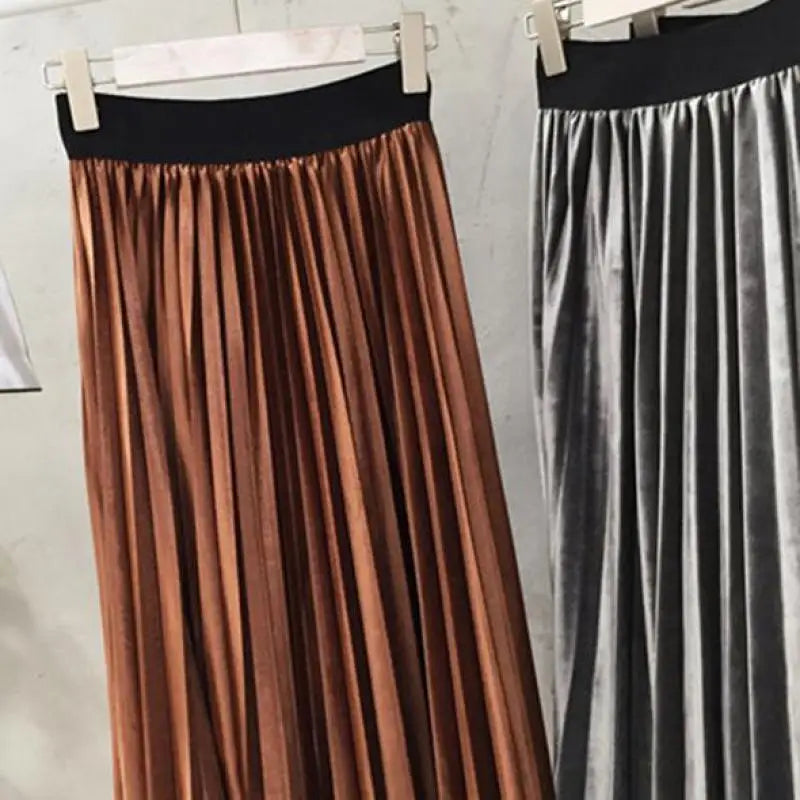 2024 New Autumn And Winter High Waisted Skinny Female Velvet Skirt Pleated Skirts Pleated Skirt Free Shipping