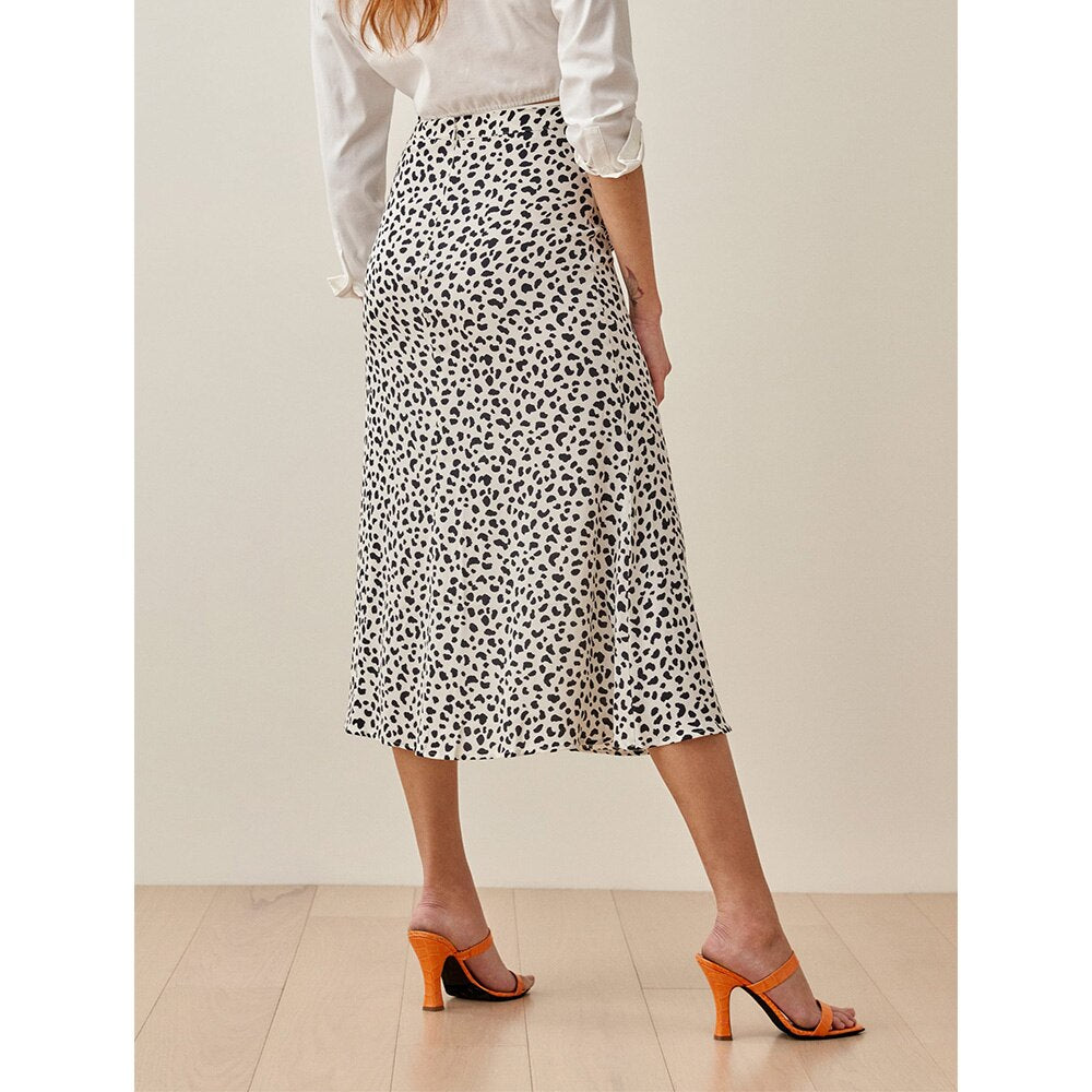 Print Vintage Rock Sommerröcke Damen Büro Dame Elegant A Linie Midirock Damen Hohe Taille Lässiger Chiffon Langer Rock
