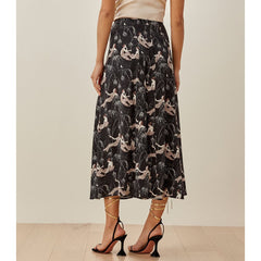 Sommer Lange Röcke Frauen Neue Elegante Vintage Gedruckt Midi Rock Frauen Sexy Party Seite Hoher Schlitz Hohe Taille A Linie rock